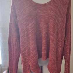 BEAUTIFUL WELL LOVED RED,& WHITE SWEATER FROM "WET SEAL" SIZE:LARGE