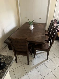 Dining table  and 4 chairs and bench