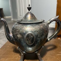 Antique 1800s Silverplate Tea Set – Meriden Britannia Cameo Design (Victorian Era)