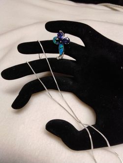 Elegant 925 Sterling Silver, Two Sapphire Stones Pendant, with Australian Opal Inlay. 