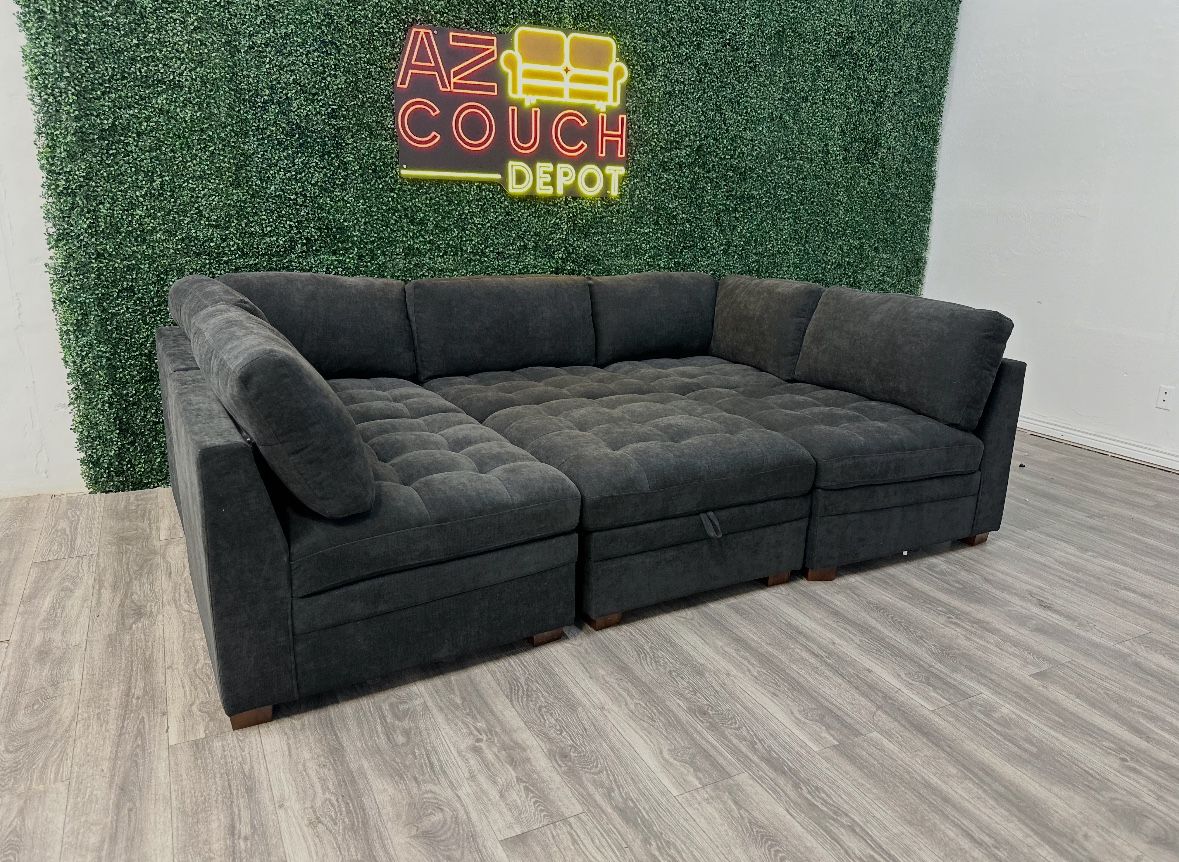 Black Sectional Modular Couch - Free Delivery