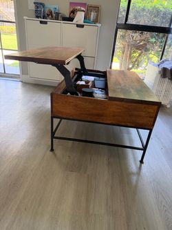 West Elm Industrial Solid Wood Pop-Up Coffee Table 36" Walnut