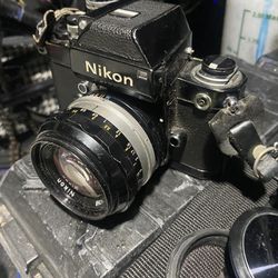 Used Nikon F2 +500mm Lens And Accessories 