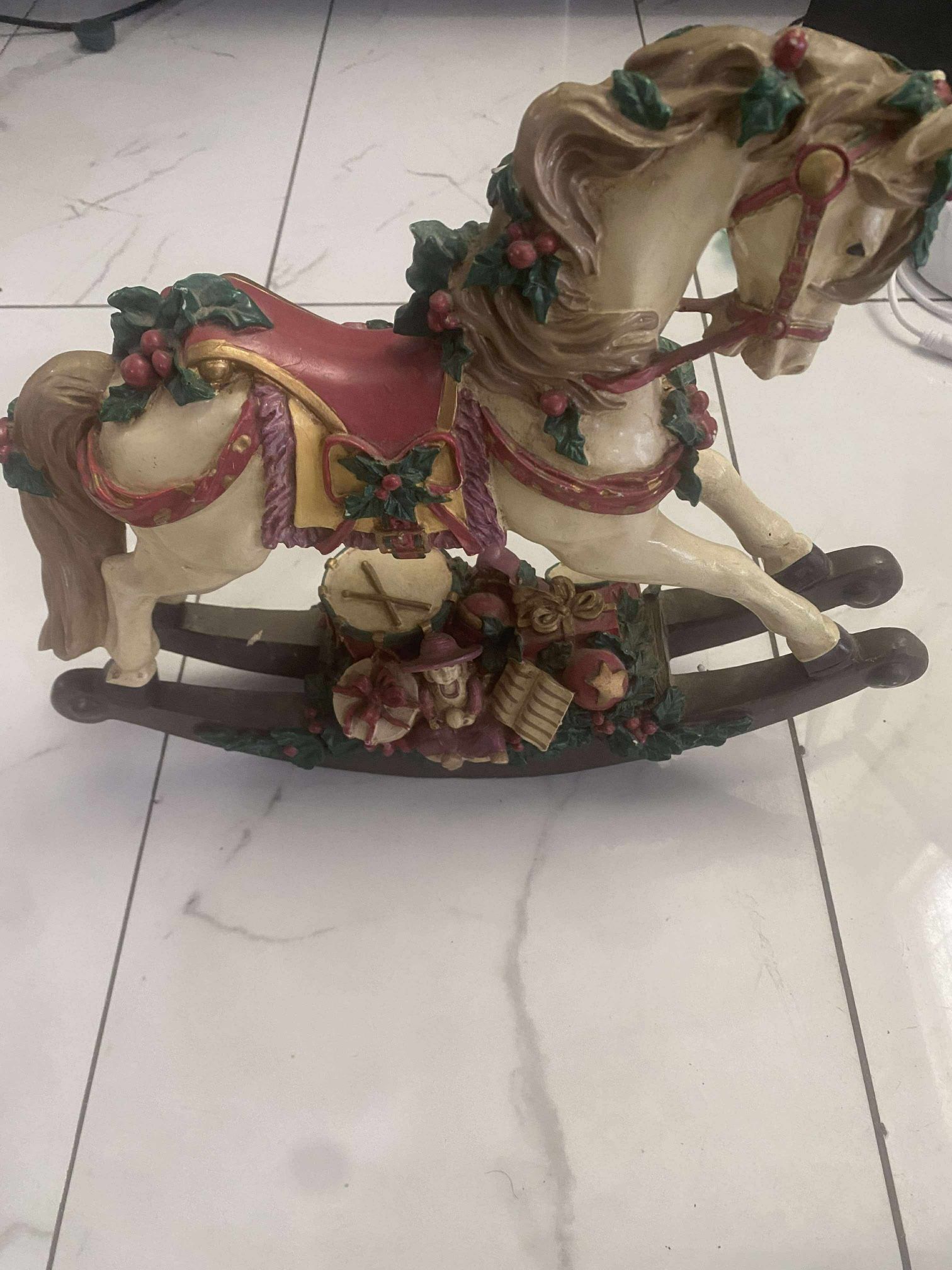Vintage 1991 GINY Inc. The Christmas Collection Musical Rocking Horse