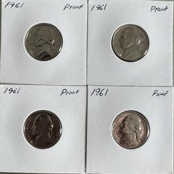 1961 Jefferson Nickel Proof Uncirculated Total Of 4