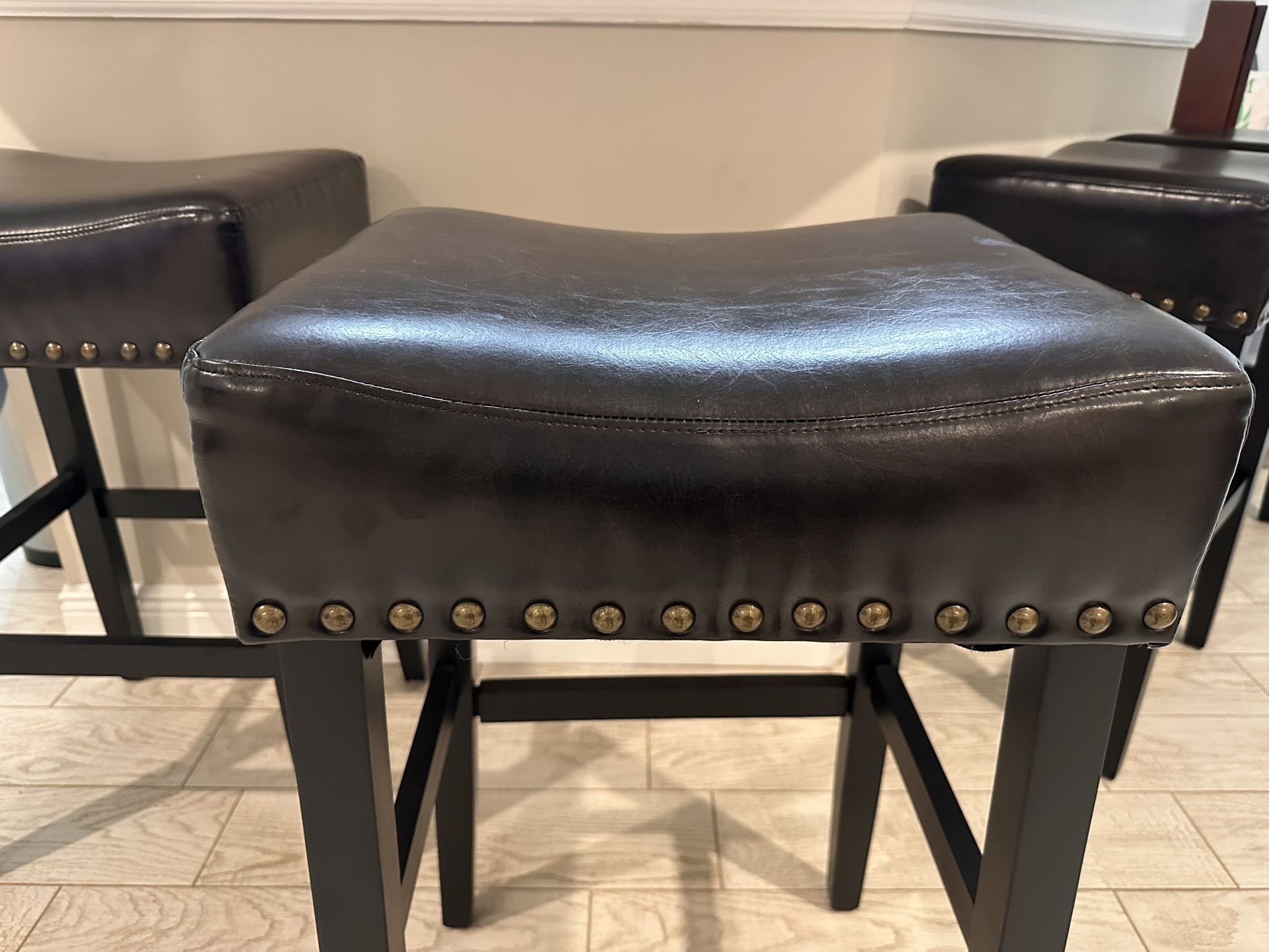 4 Dark Brown Bar Stools