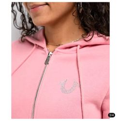 Pink True Religion Cropped Hoodie