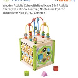 Everearth New 5 In 1 Wooden Art Cube Activity Center