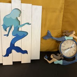 Mermaid Clock And Wall Art