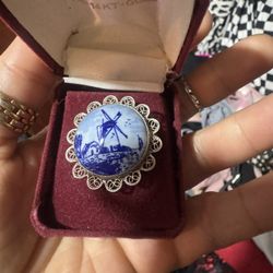 Etsy Antique 1900s Delft Blue Brooch - Edwardian Delft..