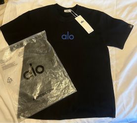 Black Alo Shirt With Blue Lettering