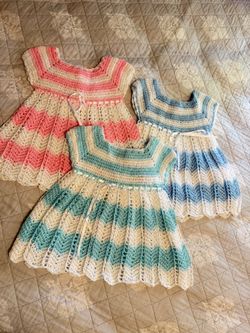 Toddler Hand Knitt Dresses 12 Months and 18 Months  $25 each Dress 