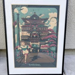 Spirited Away Chihiro Studio Ghibli Art Print Poster framed 21” x 15.5”