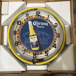Corona, clock with double neon lights