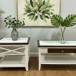 White Coffee Table And End Table Set