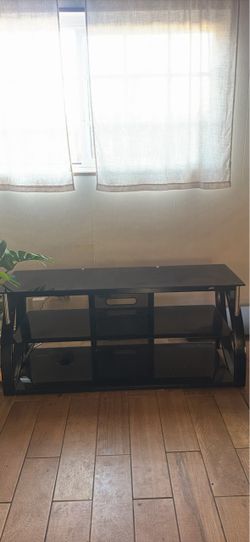 Black Glass TV Stand with 3 Shelves