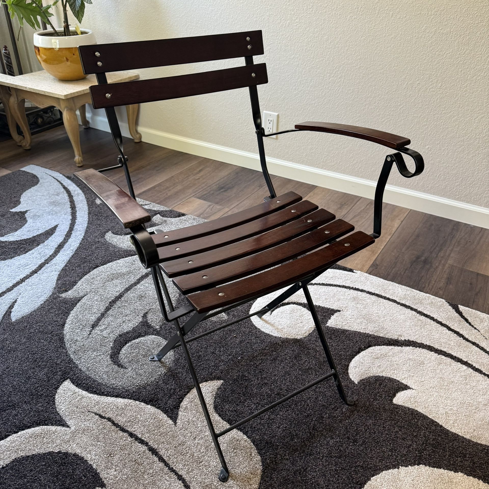 Folding Wood and Steel Chair