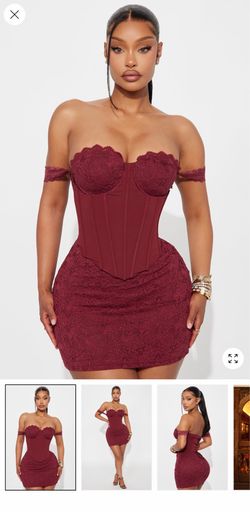 Fashion nova burgundy corset dress