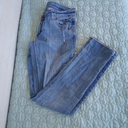 Papaya Womens Jeans Blue Straight Leg Skinny Fit Five Pockets Zipper Fly Size 9