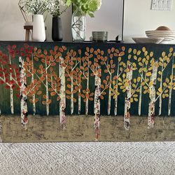 Autumn Birch trees, painting