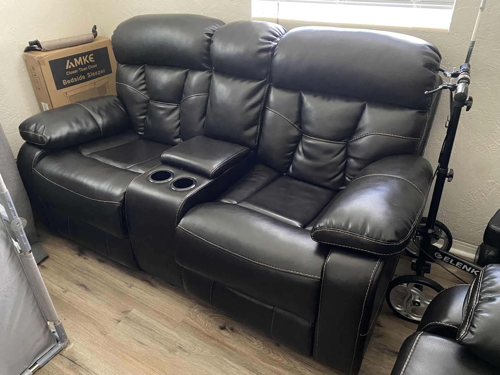 Black Pleather Loveseat – Gently Used
