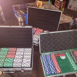 Poker Chips, Cases, Cards,