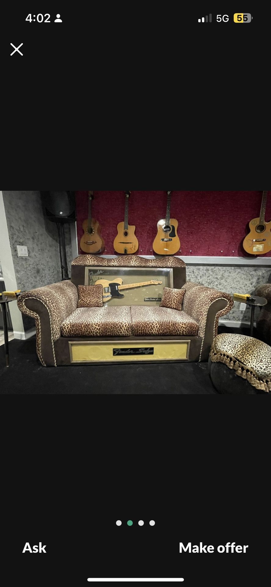 Fender sofa [[Guitar Display case/// couch // Speaker Box]] 