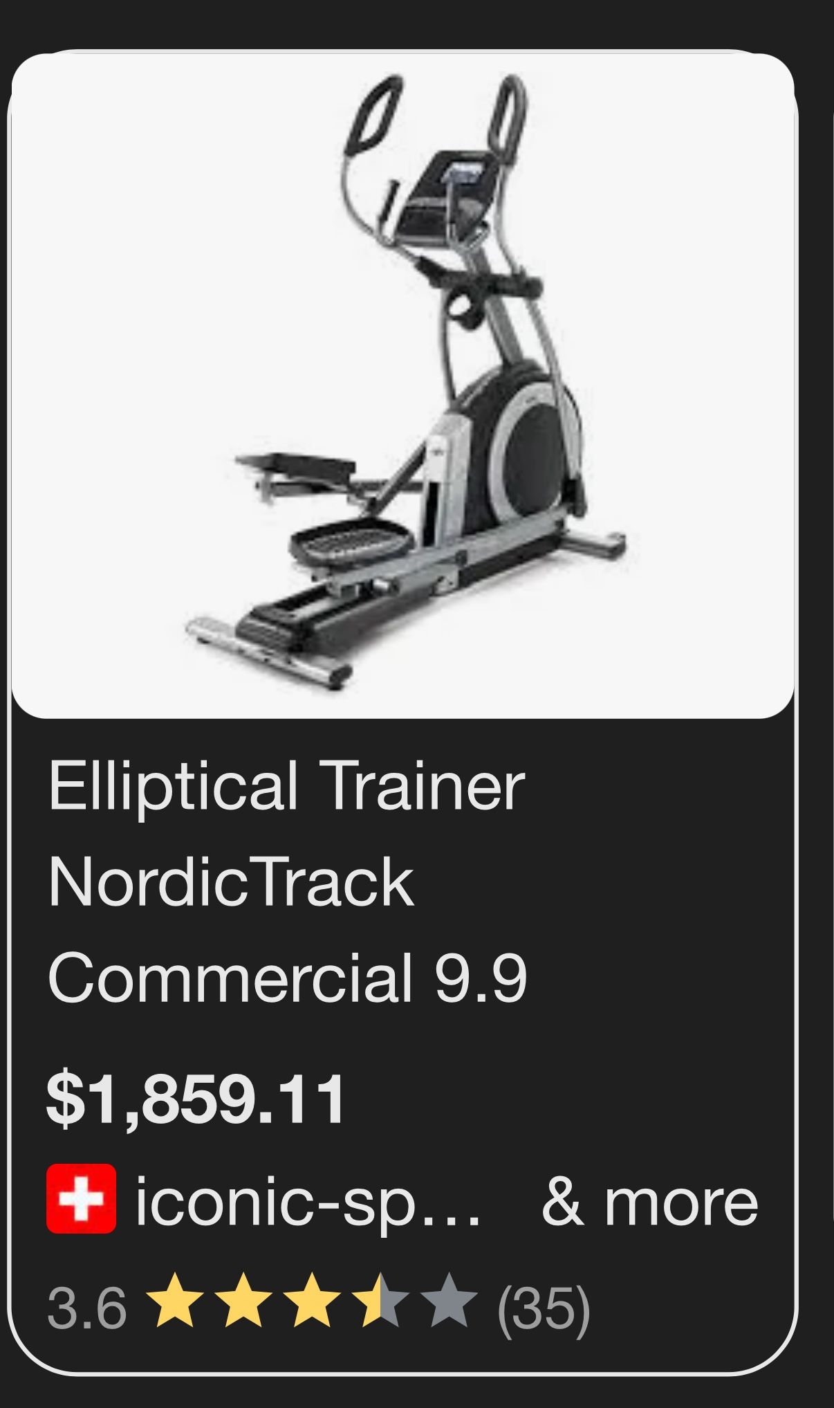 Nordic Track Elliptical Exercise Machine With Ifit Trainer