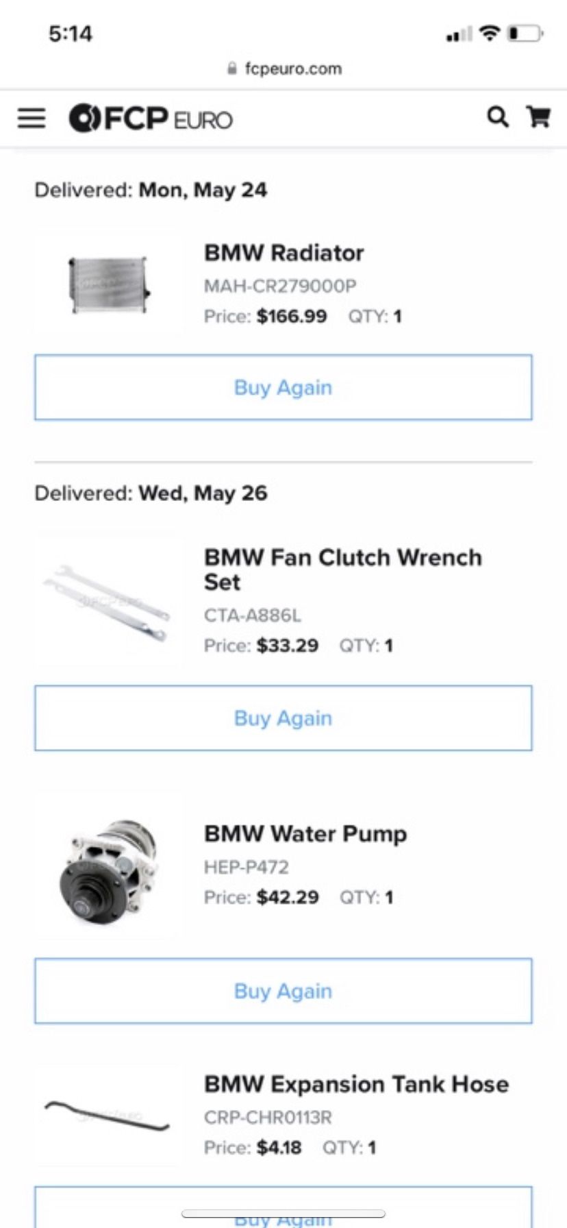 BMW E36 Parts Cooling System