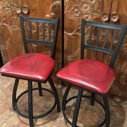 Metal And Vegan Leather Bar Stools