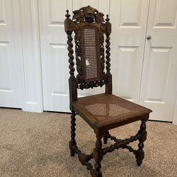Antique Cane Hand Carved Chair 
