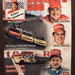NASCAR Southern 500 Program 1986 Dale Earnhardt Bobby Allison Bill Elliott VGC