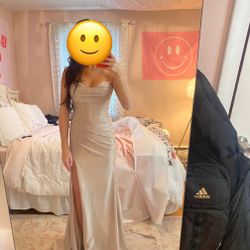 champagne prom dress