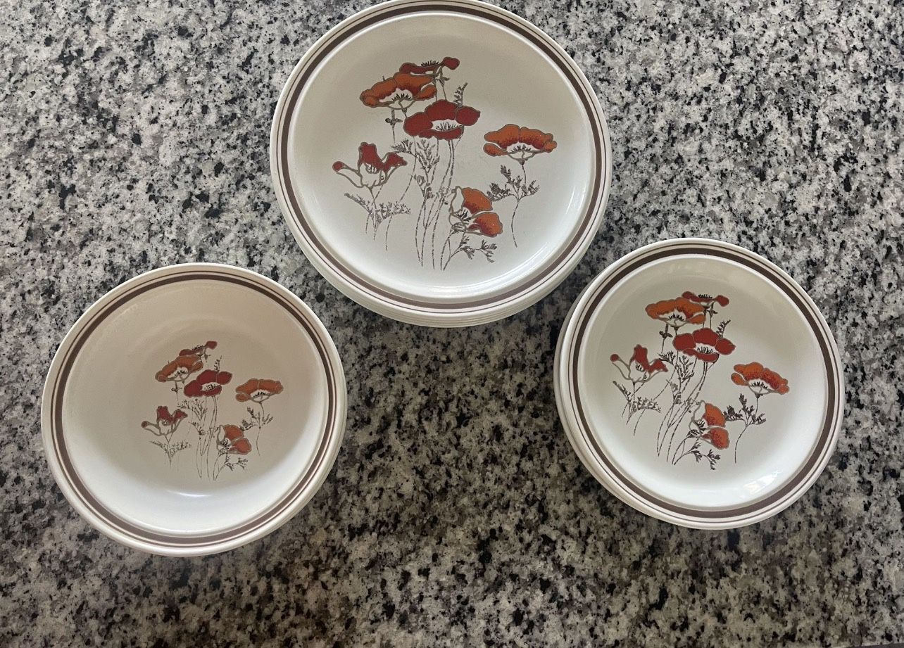 Vintage 1976 - 12 Piece ROYAL DOULTON FIELDFLOWER Dish Set
