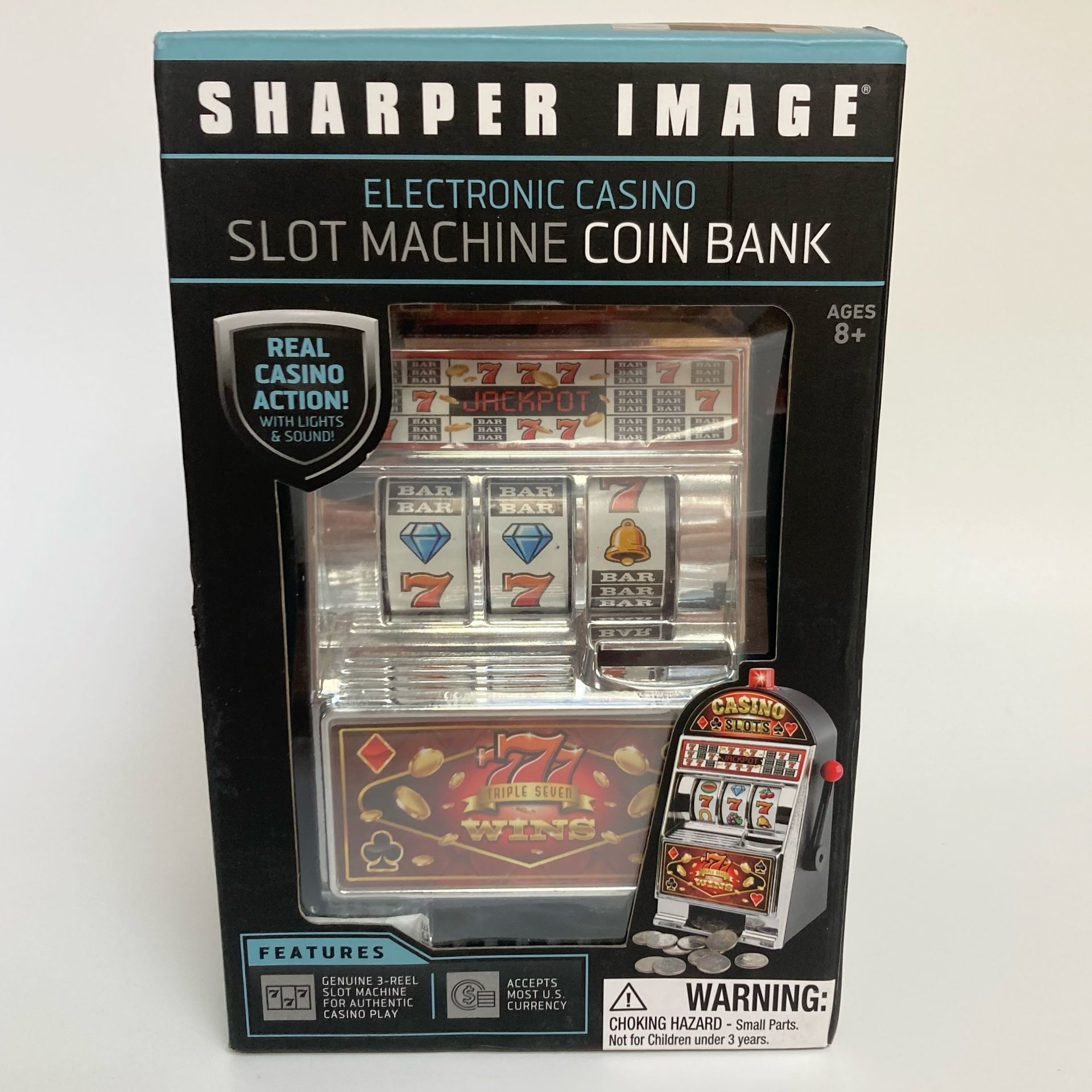 New Sharper Image Electronic Casino Slot Machine Coin Bank 
