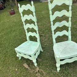 Pair High Back Chairs 