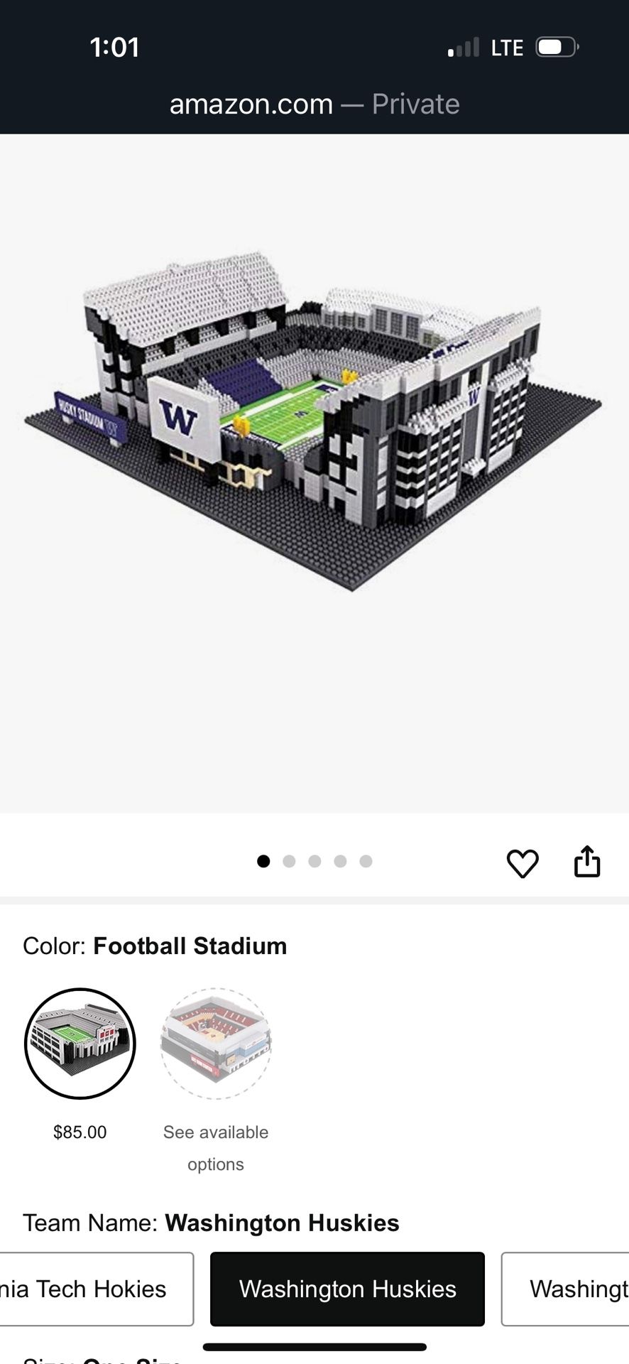 Washington Huskies BRXLZ Stadium LEGO Set