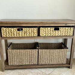 Console Table With Storage Baskets 