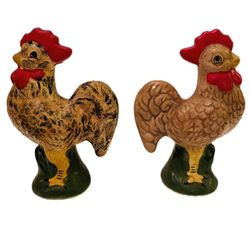 Vintage Ceramic Rooster Salt & Pepper Shaker Set COLLECTIBLE SET 6-1/2”