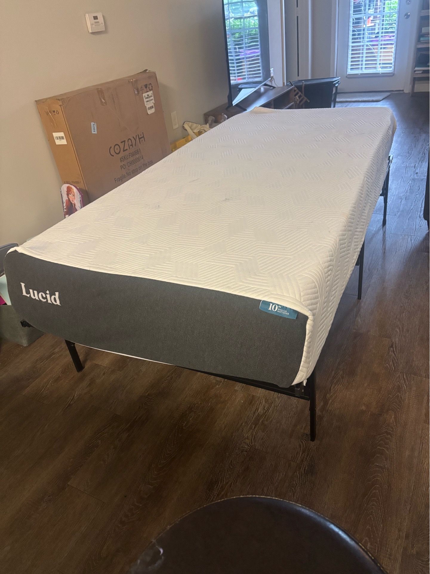 Lucid 10” Twin Memory Mattress with Frame
