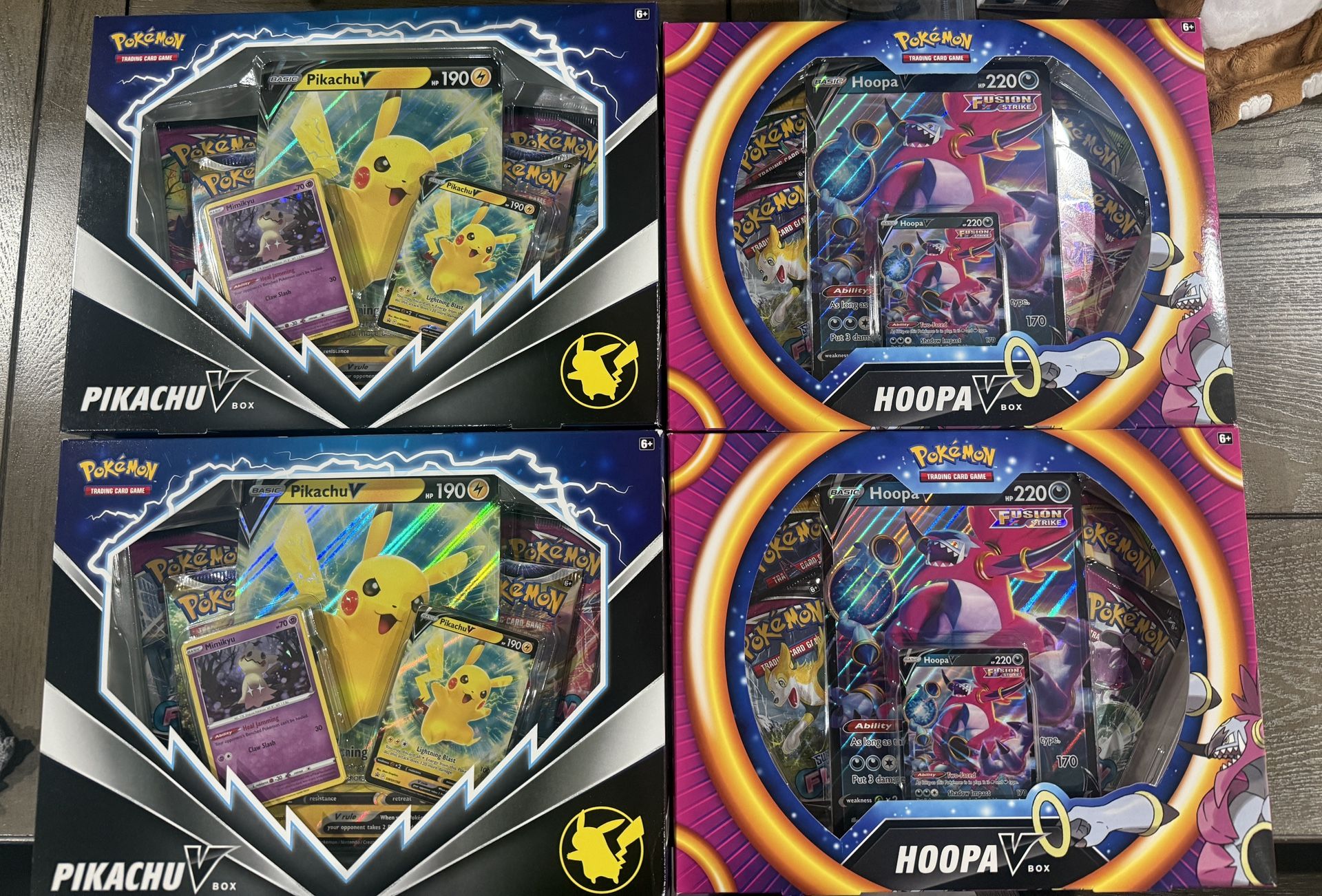 Pokemon Pikachu V And Hoops V Boxes Evolving Skies And Fusion Strike Packs