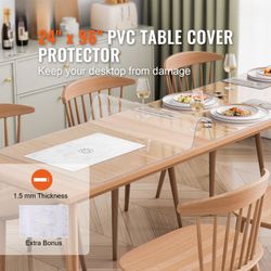 Clear PVC Table Cover Protector 24" x 96"