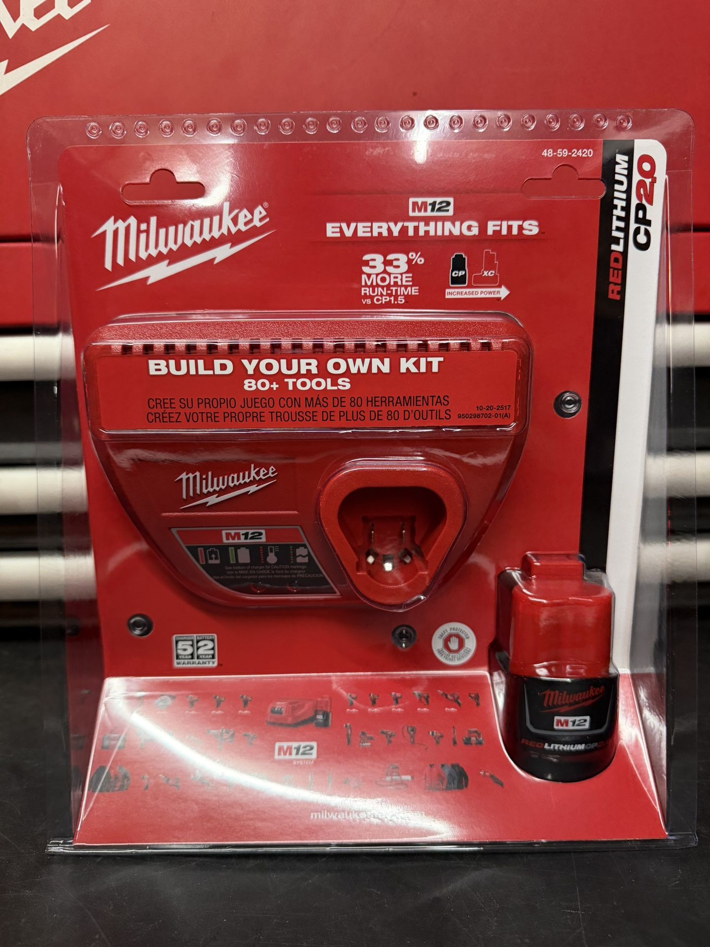 MILWAUKEE M12 12-Volt Lithium-Ion Compact Battery Pack 2.0Ah and Charger Starter Kit