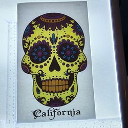 Iron On Heat Transfer  Good For T-shirts Sweaters Jackets T Shirt Design Size Is About 12x8 Sugar Skull California #52
