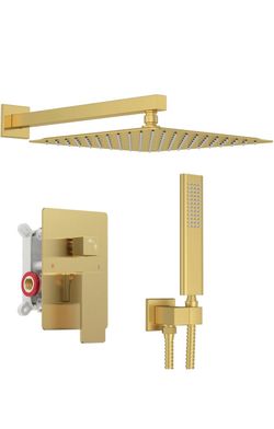 Shower System with Handheld and Valve, Brushed Gold