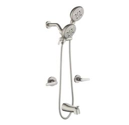 FORCLOVER Double Handle 5-Spray Tub and Shower Faucet 1.8 GPM with Tub Spout,Handheld Showerhead in Brushed Nickel Valve Included @E1-18