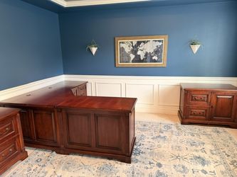 L-Shaped Executive Desk with 2 Credenzas (Winners Only brand)