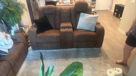 Ashley Home Brown Suede Couch -Good Condition