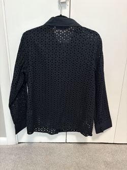 Susan Graver Style Black Eyelet New Shirt SZ M