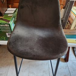 set of 2 bar stools - beautiful brushed material - black 